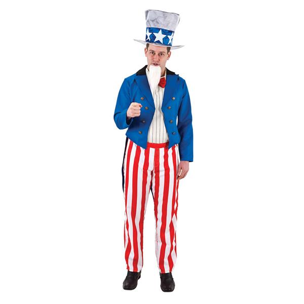 ADULT AMERICAN UNCLE SAM Fancy Dress Costume Mens USA 4th July Outfit AC637