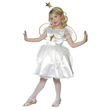 Childs Girls Gold Angel Nativity Christmas Xmas Fancy Dress Costume Outfit Wings