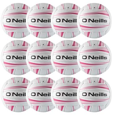 O'Neills Intercounty Football | Size 4 | Pack of 12 - White/Pink