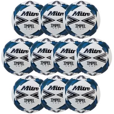 Mitre Impel One Training Football | Size 5 | Pack Of 10 - White/Blue