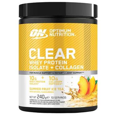 Optimum Nutrition Clear Whey Protein Isolate + Collagen 240G | Summer Fruit Ice Tea - BLACK