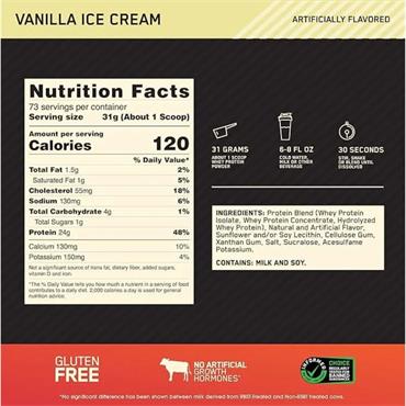 OPTIMUM NUTRITION GOLD STANDARD 100% WHEY 900G | VANILLA ICE CREAM - BLACK