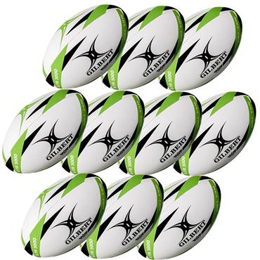 Gilbert G-TR3000 Rubgy Training Ball - Size 4 - Pack of 10 - GREEN
