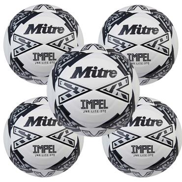 MITRE JUNIOR IMPEL LITE FOOTBALL | (AGE U12-U14) | 370G | PACK OF 5 - White