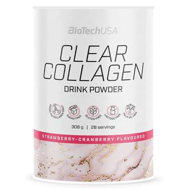 BiotechUSA Clear Collagen Drink Powder | Strawberry Cranberry | 308g - One