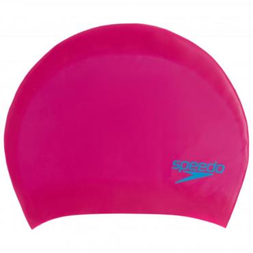 SPEEDO JUNIOR LONG HAIR SILICONE SWIM CAP - Pink/Blue