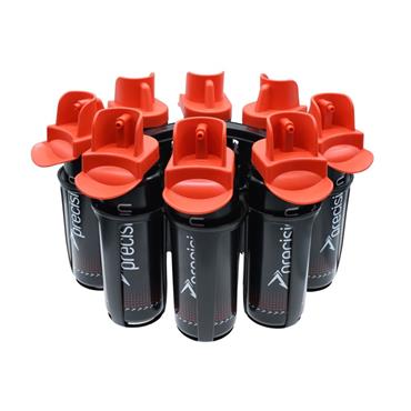 Precision 8 Hygiene Water Bottles & Oval Carrier I 1L I 8 Bottles - BLACK