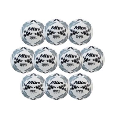 Mitre Impel One Training Football Size 5 Pack of 10 - Grey/White