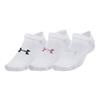 Under Armour Essential 3-Pk No-Show Socks - WHITE