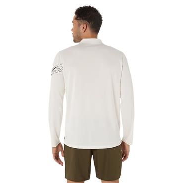 Asics Mens Icon Long Sleeve 1/2 Zip Top - Cream