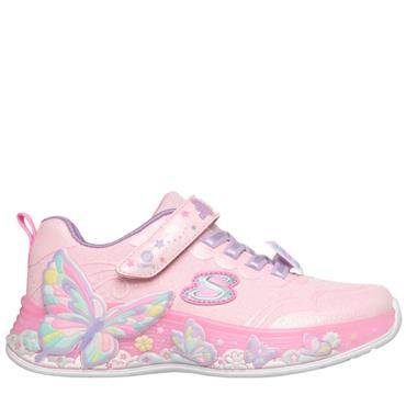 SKECHERS GIRLS S-LIGHTS BUTERFLY BLISS TRAINERS - Pink