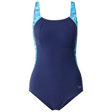 SPEEDO WOMENS LUNA LUSTRE PRINTED SWIMSUIT - Navy/Blue