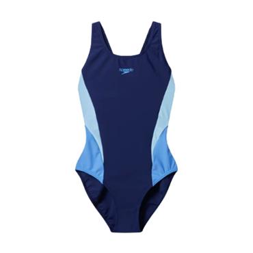 SPEEDO WOMENS COLOURBLOCK MUSCLEBACK SWIMSUIT - Navy/Blue