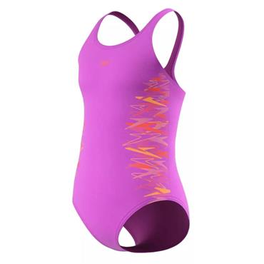 SPEEDO GIRLS PLACEMENT MUSCLEBACK SWIMSUIT - Purple/Orange