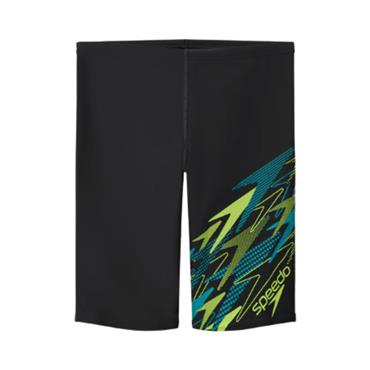 SPEEDO BOYS MEDLEY LOGO JAMMER SWIM TRUNKS - Black/Green