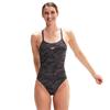 Speedo Allover Fixed Crossback Swimsuit - BLACK