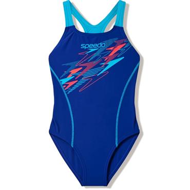 SPEEDO GIRLS MEDLEY LOGO MEDALIST SWIMSUIT - BLUE