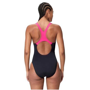 SPEEDO WOMENS MEDLEY LOGO MEDALIST SWIMSUIT - Black/Pink