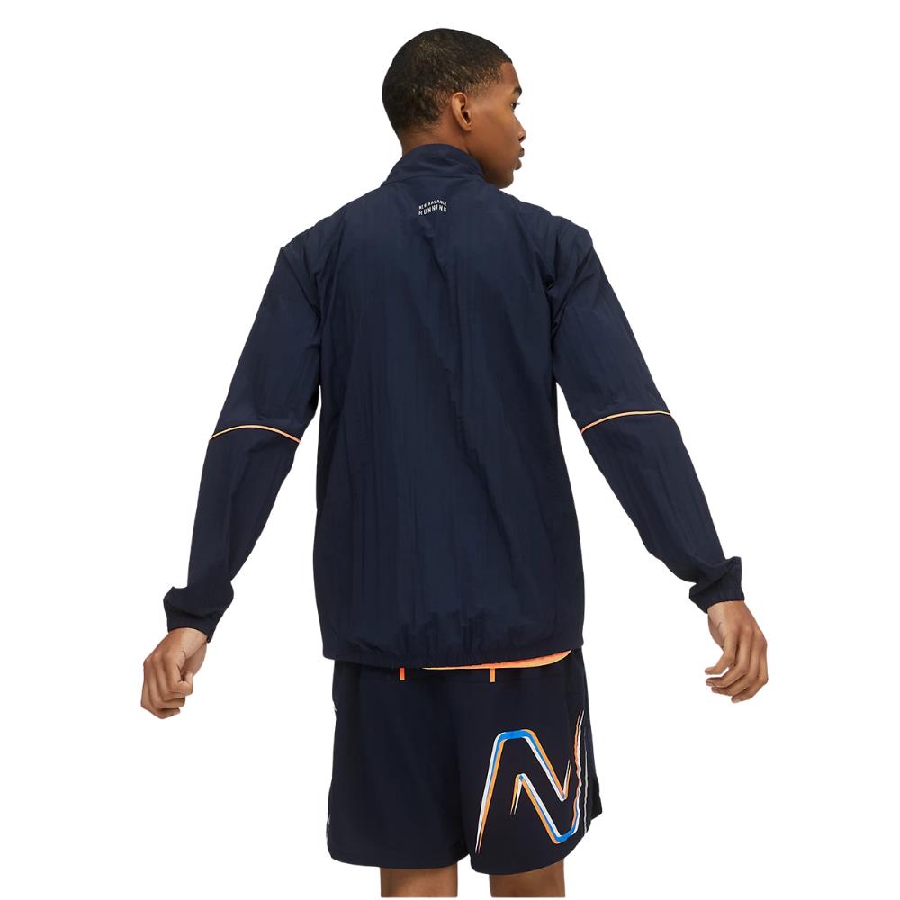 New Balance Mens Graphic Impact Run Packable Jacket BLUE Michael