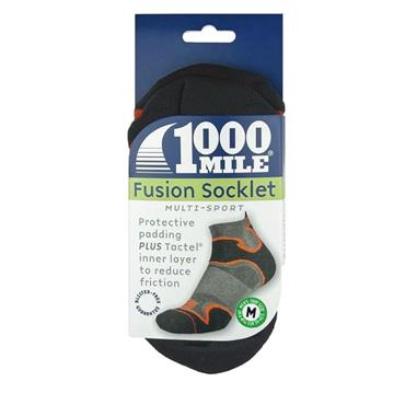 1000 MILE MENS FUSION SOCKLET - Black/Grey