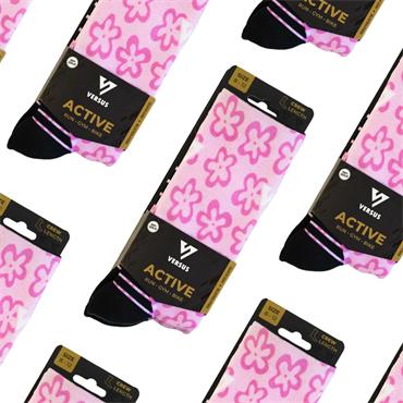 VERSUS PINK FLOWER POWER ACTIVE CREW RUNNING SOCKS - Pink
