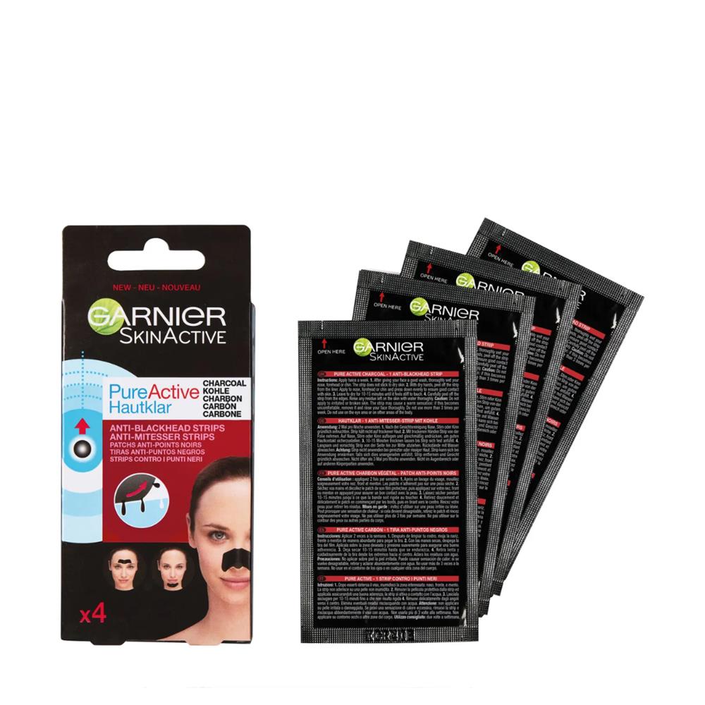 GARNIER PURE ACTIVE ANTI BLACK HEAD STRIPS WITH CHARCOAL 4 PACK
