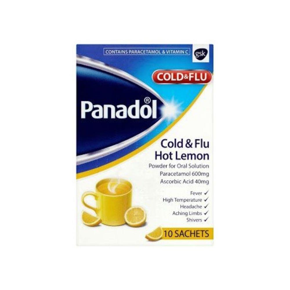 PANADOL PANADOL COLD & FLU HOT LEMON 10 SACHETS Johnstons Pharmacy