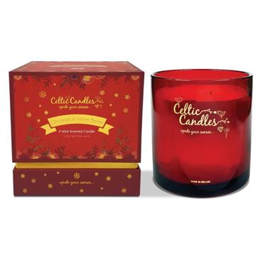CELTIC CANDLE CELTIC CANDLE CINNAMON & WINTER BERRIES FOUR WICK SCENTED CANDLE