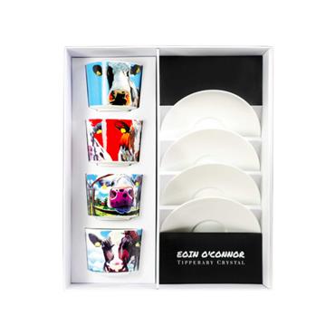Tipperary Crystal Tipperary Crystal Cappuccino/ tea cup and saucer x4 party pack