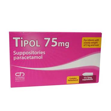 TIPOL TIPOL 75MG PARACETAMOL SUPPOSITORIES FOR INFANTS 3KG AND OVER 10 X 75MG