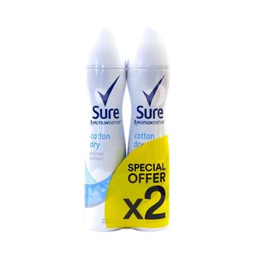 SURE SURE COTTON DRY ANTI-PERSPIRANT TWIN PACK 250ML