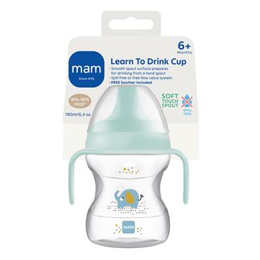 MAM MAM LEARN TO DRINK CUP WITH GLOW HANDLES 190ML GIRL
