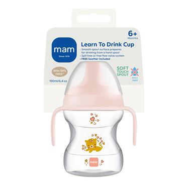 MAM MAM LEARN TO DRINK CUP WITH GLOW HANDLES 190ML GIRL